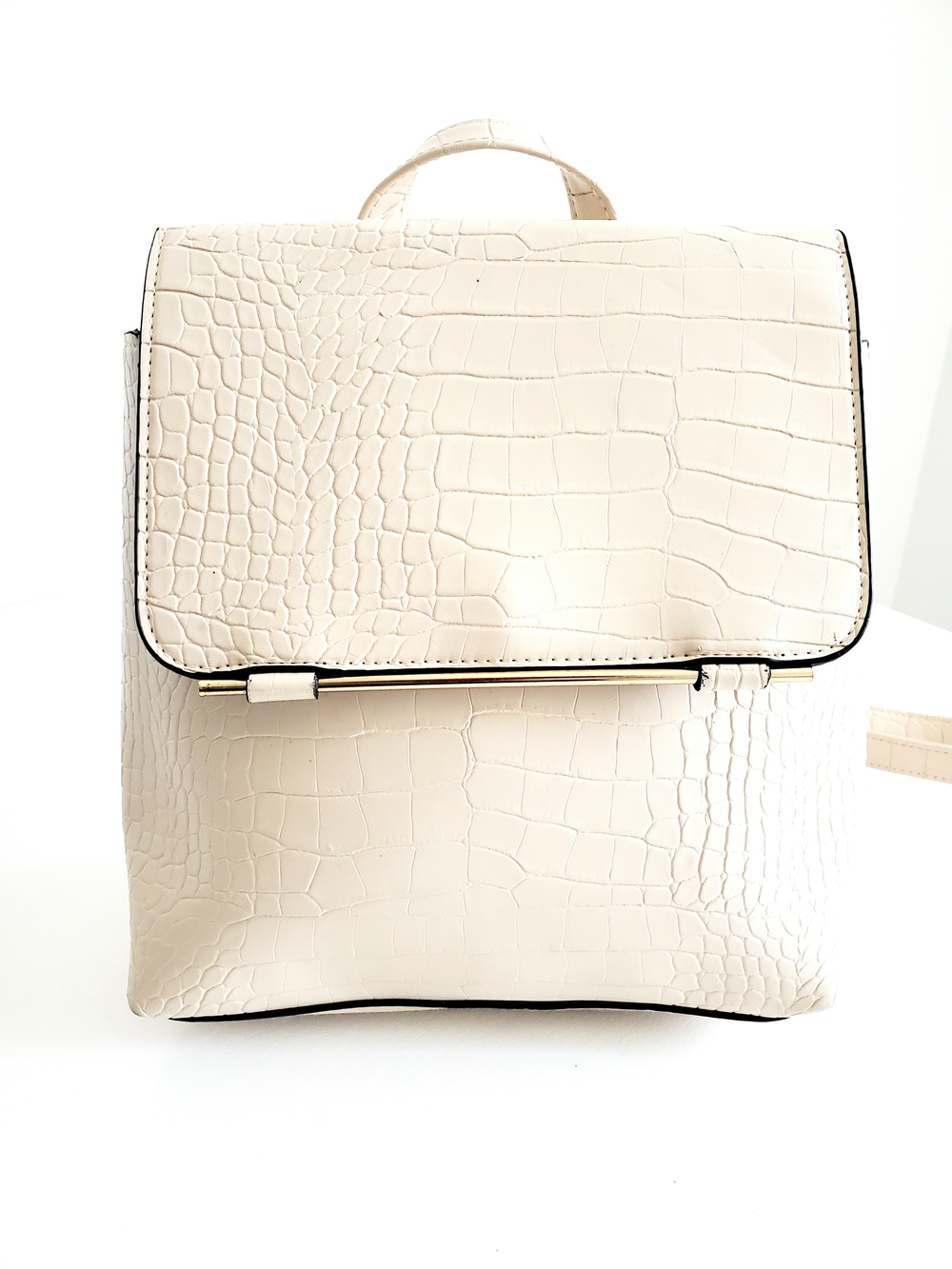 Women’s Cream Croc-Embossed Mini Backpack